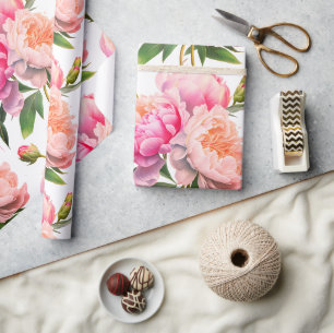 Papier Cadeau Pies roses Fêtes des mariées florales