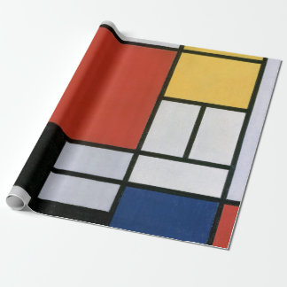 Papier Cadeau Piet Mondrian Rouge Bleu Jaune Art Abstrait