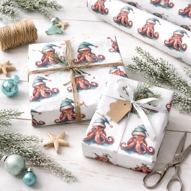 Papier Cadeau Pieuvre Joie de Noël (Créateur téléchargé)
