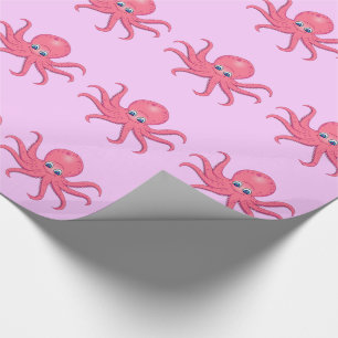 Papier Cadeau Pieuvre Rose Mignonne