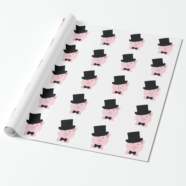 Papier Cadeau Pig Dapper (Déroulé)