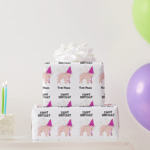 Papier Cadeau Pig Partying - Animaux à l'anniversaire Nom de la 