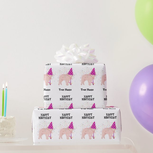 Papier Cadeau Pig Partying - Animaux à l'anniversaire Nom de la  (Cadeaux de fête)
