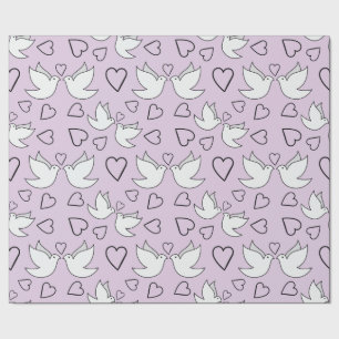 Papier Cadeau Pigeons de mariage, cœur pour cérémonie de mariage