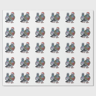 Papier Cadeau Pigeons de Noël drôles Oiseaux de fête