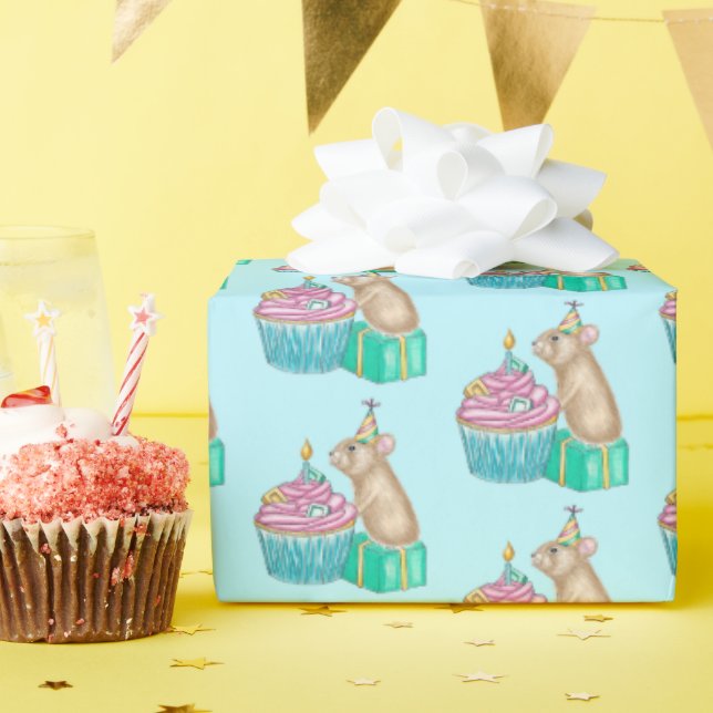 Papier Cadeau Pika Joyeux Anniversaire Cupcake papier d'envelopp (Fête d'anniversaire)