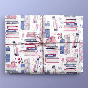 Papier Cadeau Pile de contes de livres blanc