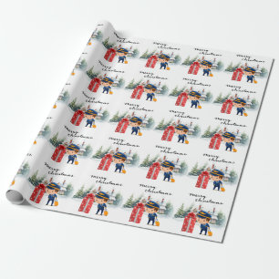 Papier Cadeau Pilote en uniforme à thème de Noël