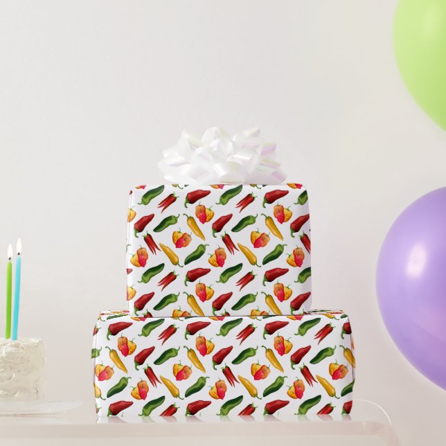 Papier Cadeau Piments colorés (Cadeaux de fête)