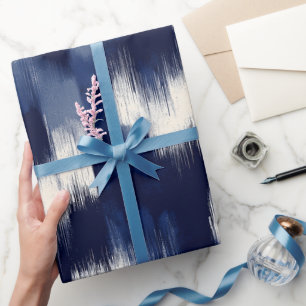Papier Cadeau Pinceau Artistique Navy Indigo Stroke Motif Abstra