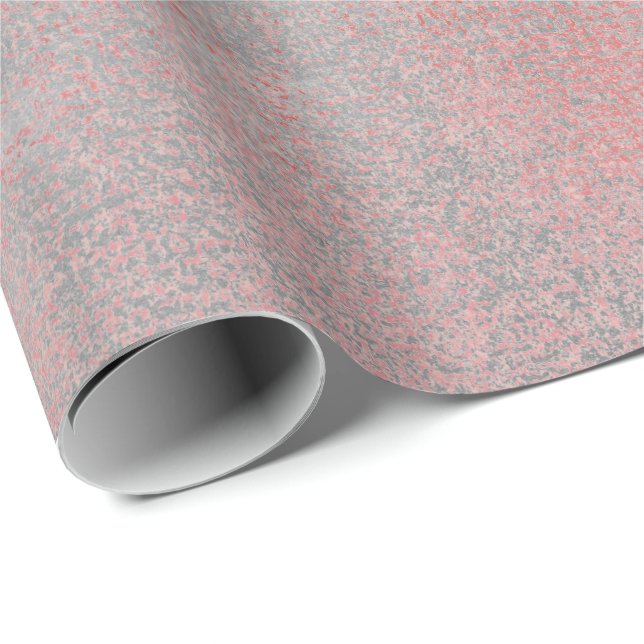 Papier Cadeau Pinceaux en pierre de marbre Abstrait gris rose (Coin rond)