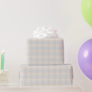 Papier Cadeau Pinceaux pastel aquarelle sur fond blanc nuageux