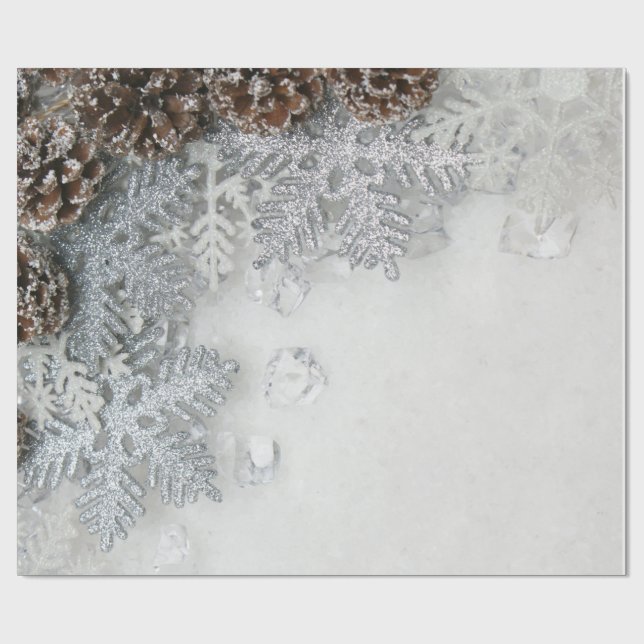 Papier Cadeau Pine Cônes, Fête des snowflèches (Plat)