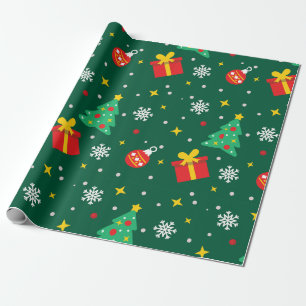 Papier Cadeau Pine d'hiver moderne arbre vert Noël