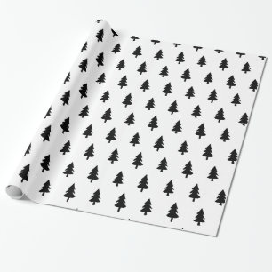 Papier Cadeau PINE MINI BLANC Noir NOËL PERSONNALISÉ