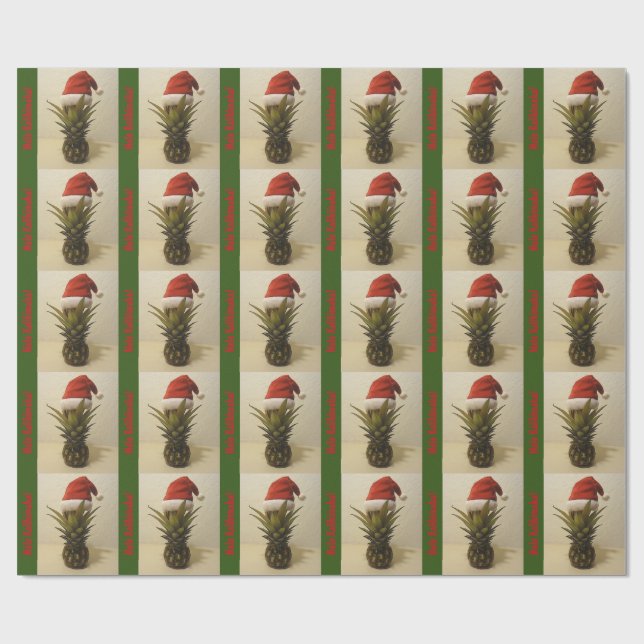 Papier Cadeau Pineappy Père Noël Hawaiian Mele Kalikima Cadeau (Plat)