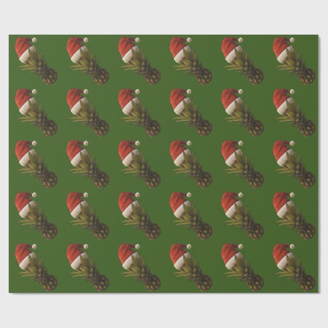 Papier Cadeau Pineappy Père Noël Hawaiian Mele Kalikima Cadeau (Plat)