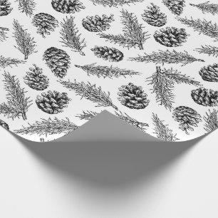 Papier Cadeau Pinecone et motif de Noël d'arbre de sapin. Hiver
