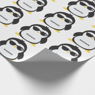 Papier Cadeau Pingouin cool de nom personnalisé