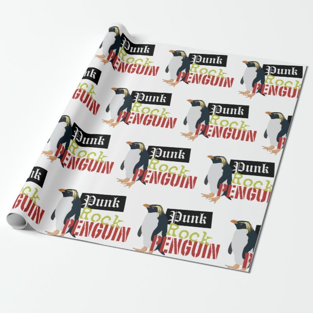 Papier Cadeau Pingouin de Punk Rock (Déroulé)