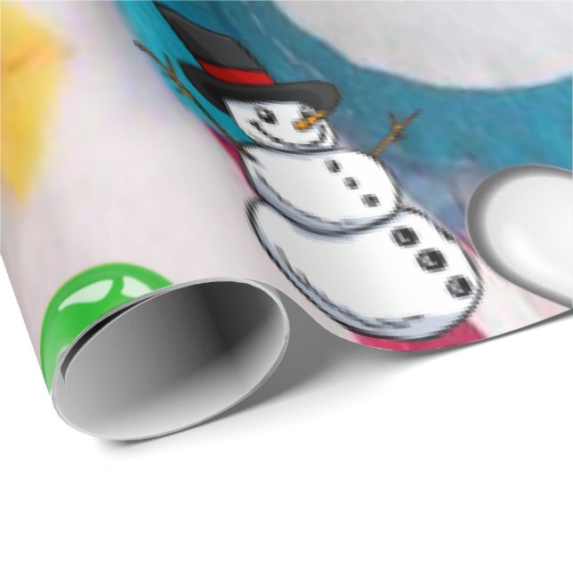 Papier Cadeau Pingouin en papier d'enveloppement de Noël (Coin rond)