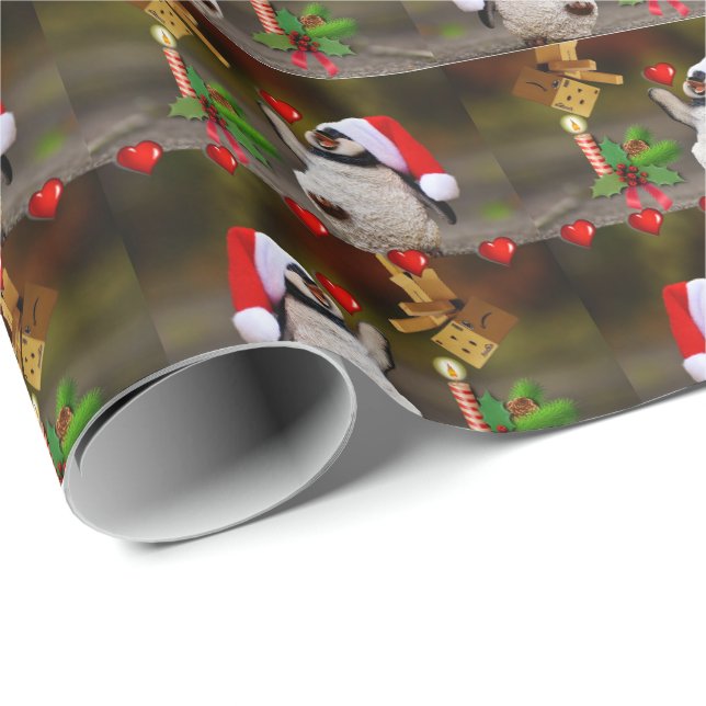 Papier Cadeau Pingouin en papier d'enveloppement de Noël (Coin rond)