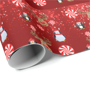 Papier Cadeau Pingouin en papier d'enveloppement de Noël