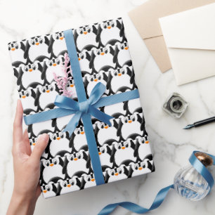 Papier Cadeau Pingouin gras mignon sur tout le Motif d'impressio