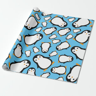 Papier Cadeau Pingouin Mignonne Hiver 1er Anniversaire Papier d'
