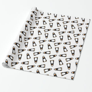 Papier Cadeau Pingouin songeur de bande dessinée sur le motif