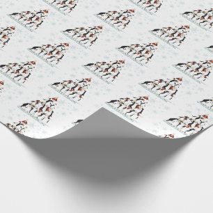 Papier Cadeau Pingouins de Noël Motif avec des lacs de neige
