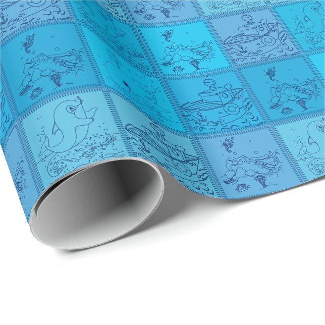 Papier Cadeau pingouins en Antarctique (Coin rond)