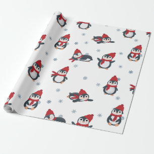 Papier Cadeau Pingouins mignons Oiseaux d'hiver Animaux de l'Arc