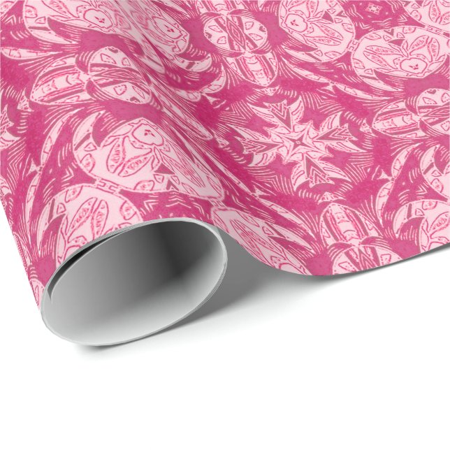 Papier Cadeau Pink Abstrait doux Motif Mandala (Coin rond)