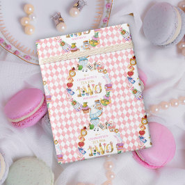 Papier Cadeau Pink Alice in Wonderland Tea for Two Birthday  