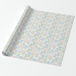 Papier Cadeau Pink and Blue Grandmillennial Floral