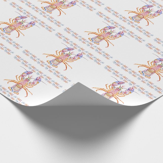 Papier Cadeau Pink and Blue Lobster (Coin)