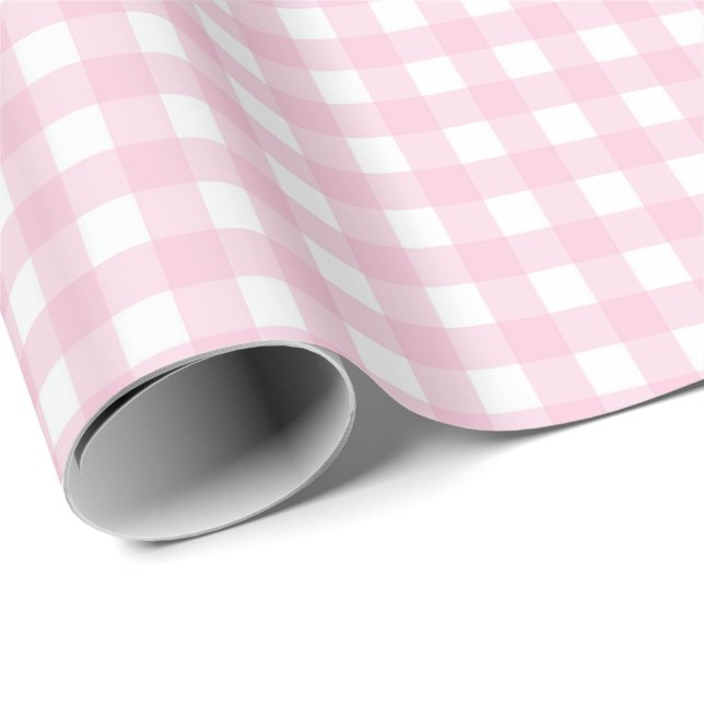 Papier Cadeau Pink and White Gingham (Coin rond)