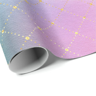 Papier Cadeau Pink Aqua Pastel Ombre Gold Mint Carrés