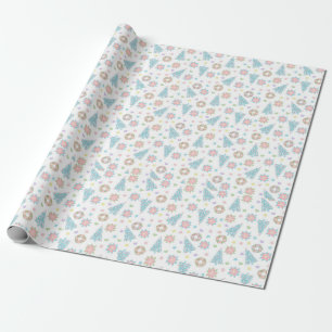 Papier Cadeau Pink Blue Pastel Vacances Motif Élégant Noël