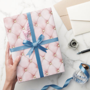 Papier Cadeau Pink Blush Gold Tufts Anniversaire