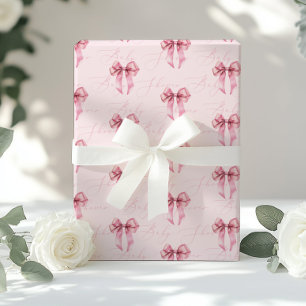 Papier Cadeau Pink Bow calligraphie Baby shower moderne