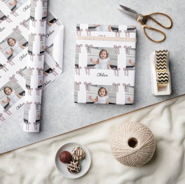Papier Cadeau Pink Bow Doodle Baby Girl (Artisanat)