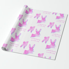 Papier Cadeau Pink Bunny Silhouette Cute Custom Girl Baby Shower