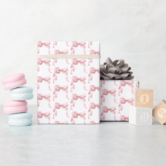 Papier Cadeau Pink Coquette Bow Birthday Party  (Baby Shower)