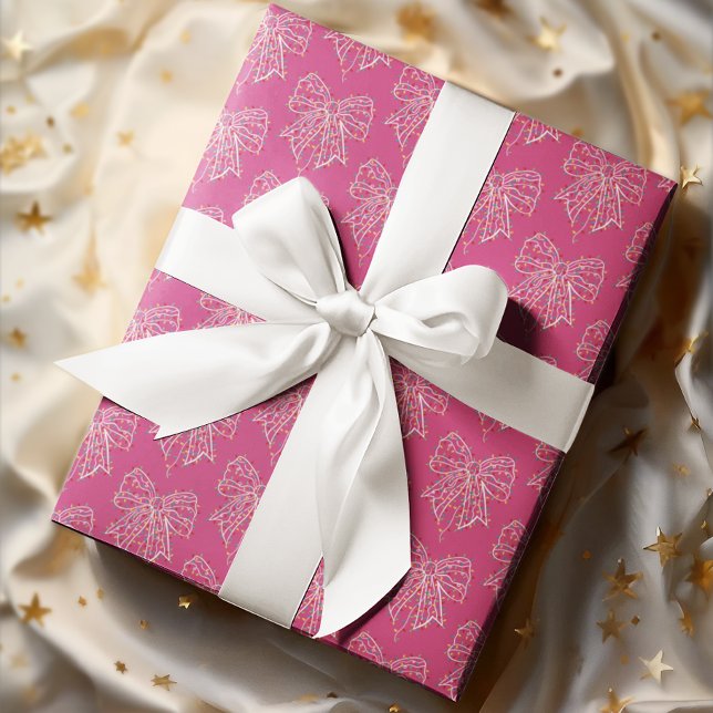Papier Cadeau Pink Coquette Noël Lumière Bagues (Créateur téléchargé)