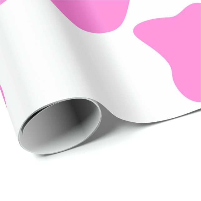 Papier Cadeau Pink cow spots pattern, animal fur print in pastel (Coin rond)