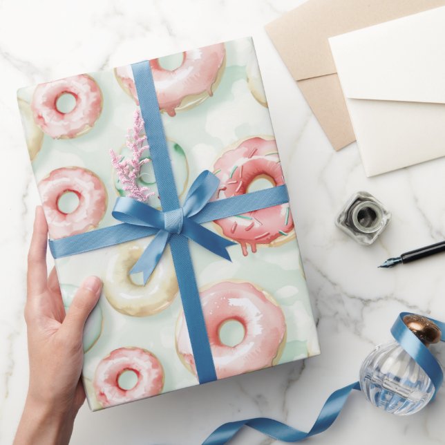 Papier Cadeau Pink Cream Donuts Birthday (Cadeaux)