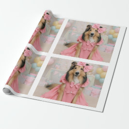 Papier Cadeau Pink dress sheltie