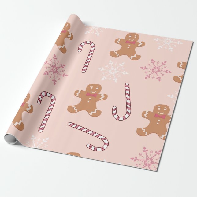 PAPIER CADEAU PINK GINGERPREAD HOMMES NOËL (Déroulé)